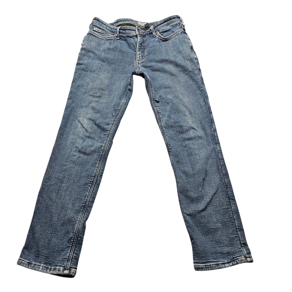 Carhartt Womens 12 Regular Relaxed Fit‎ Fleece Lined Jeans Blue BD5673-W 105673
